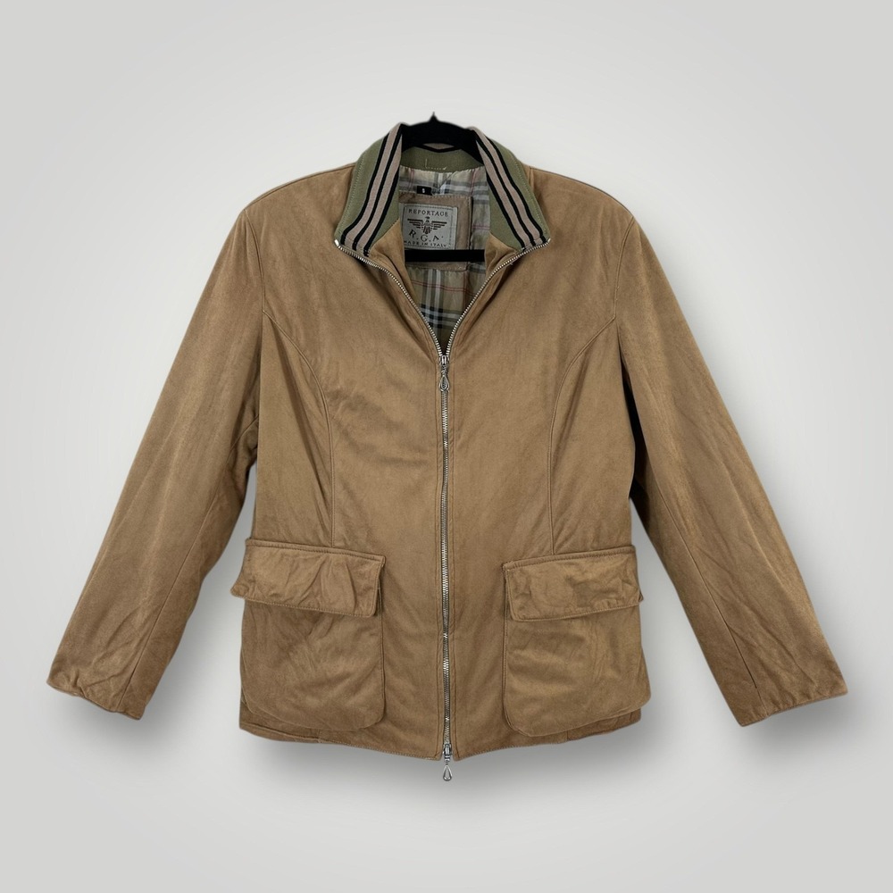 Reportage RGA Jacket‎ Mens Small Faux Suede Zip Plaid Lined Made In Italy